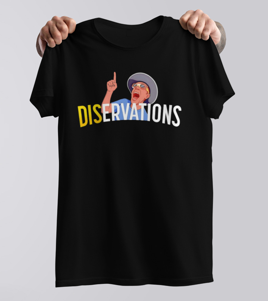 DISERVATIONS Cartoon Character With Pointing Gesture And Hat T-Shirt