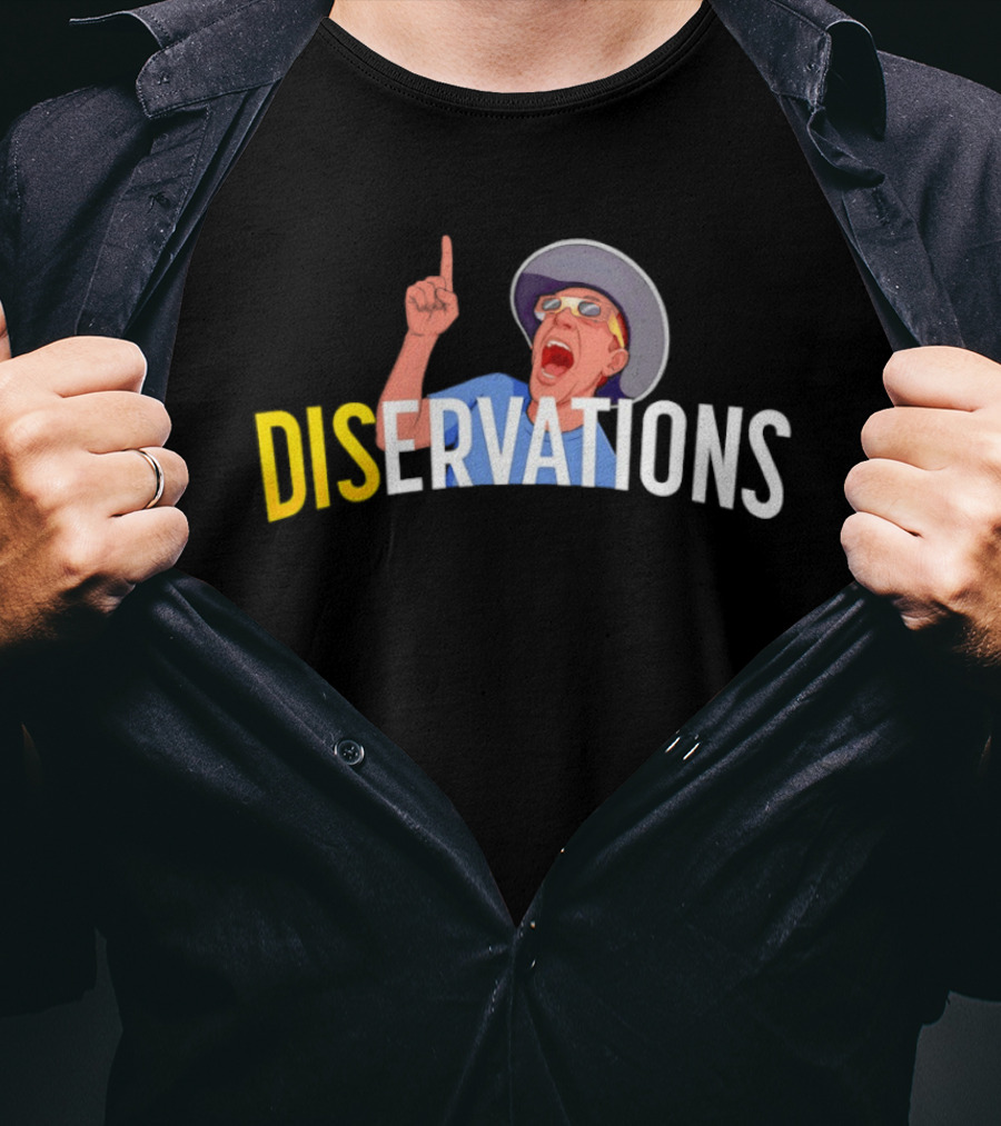 DISERVATIONS Cartoon Character With Pointing Gesture And Hat T-Shirt