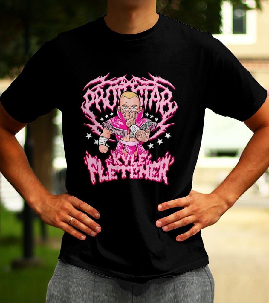 Protokid Kyle Fletcher Wrestling Pink Stars T-Shirt