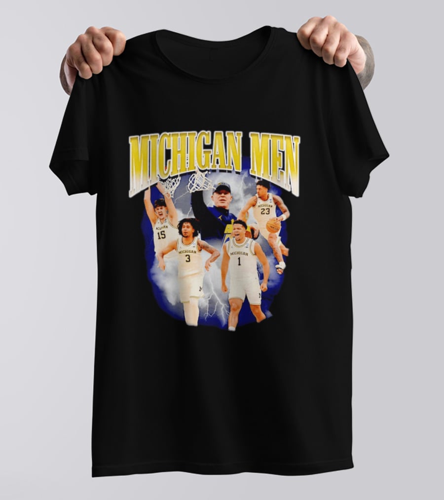 Michigan Men Wolverines Basketball Players Dusty May Coach Lightning T-Shirt