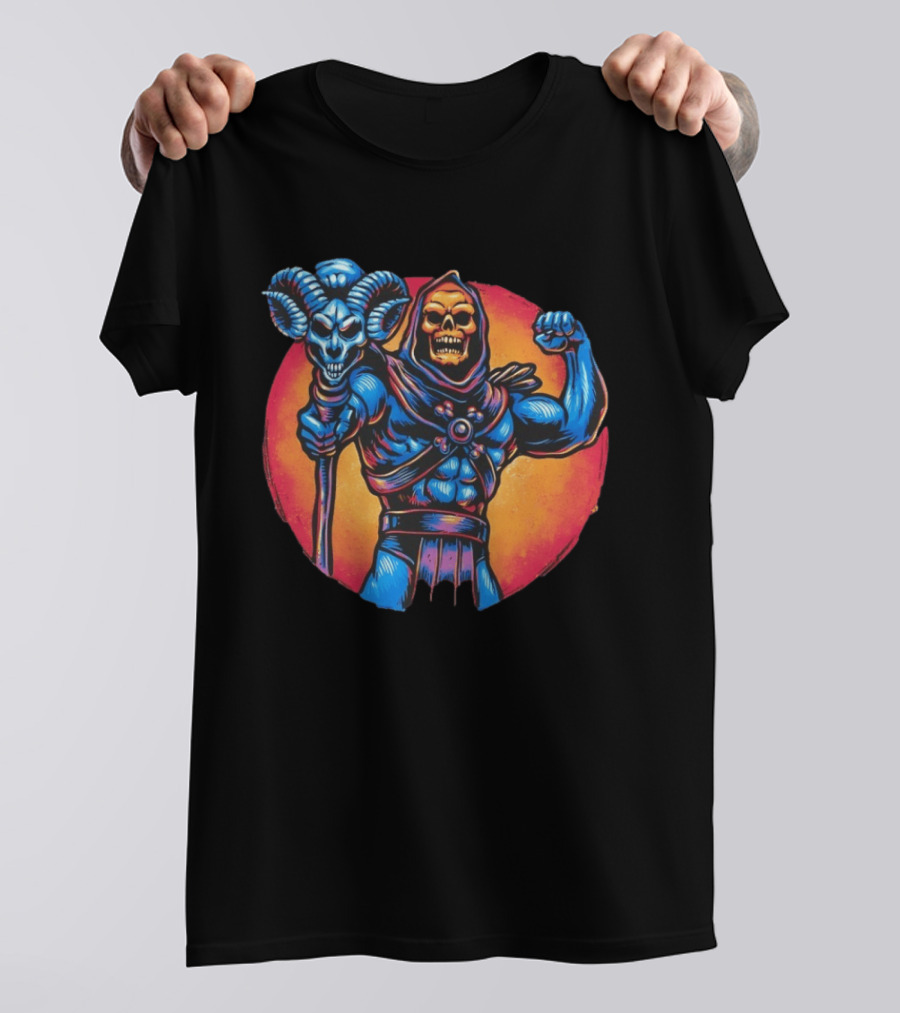 Skeletor Conquer The Universe Iconic Muscular Villain With Ram Staff T-Shirt