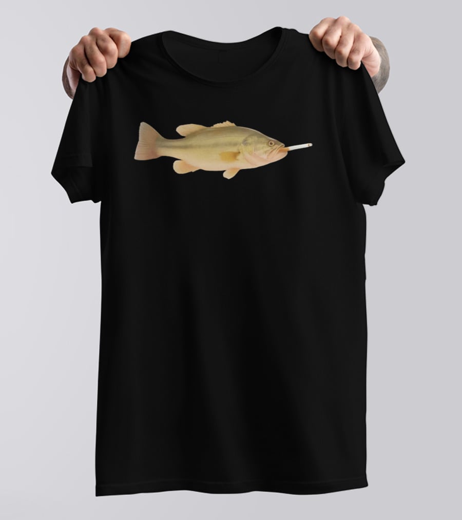 Fish Smoking Cigarette Novelty Humor T-Shirt