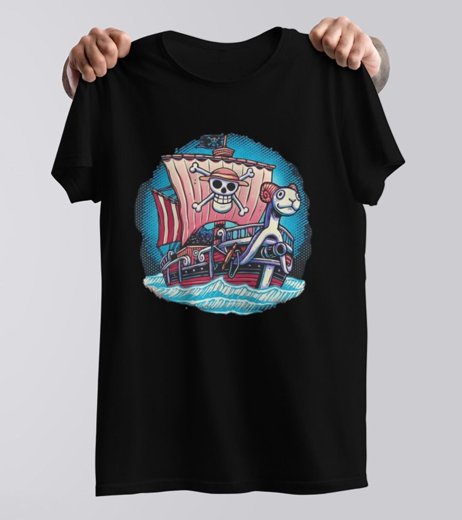 Straw Hat Pirates Going Merry Jolly Roger And Figurehead In Ocean Adventure T-Shirt