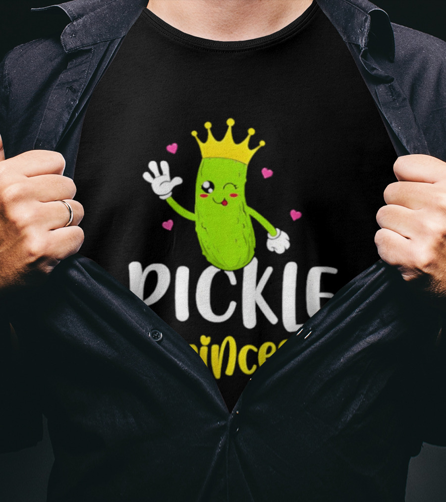 Pickle Princess Crown Cute Fun Cartoon T-Shirt