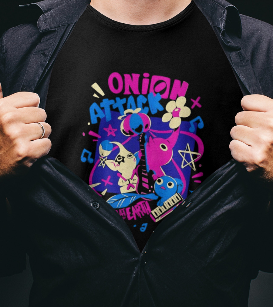 Onion Attack Live At Earth Pikmin Music Themed Concept T-Shirt