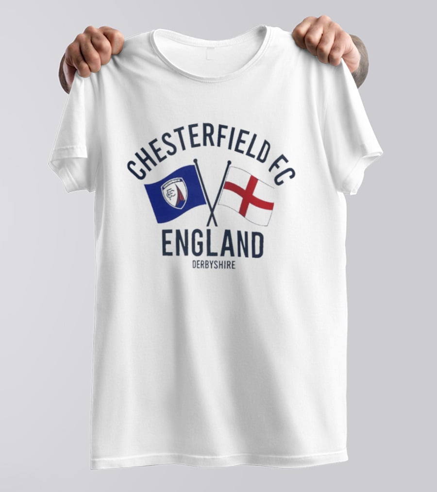 Chesterfield FC England Derbyshire Crossed Flags T-Shirt