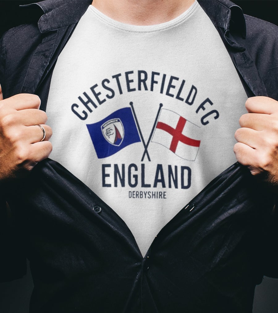 Chesterfield FC England Derbyshire Crossed Flags T-Shirt
