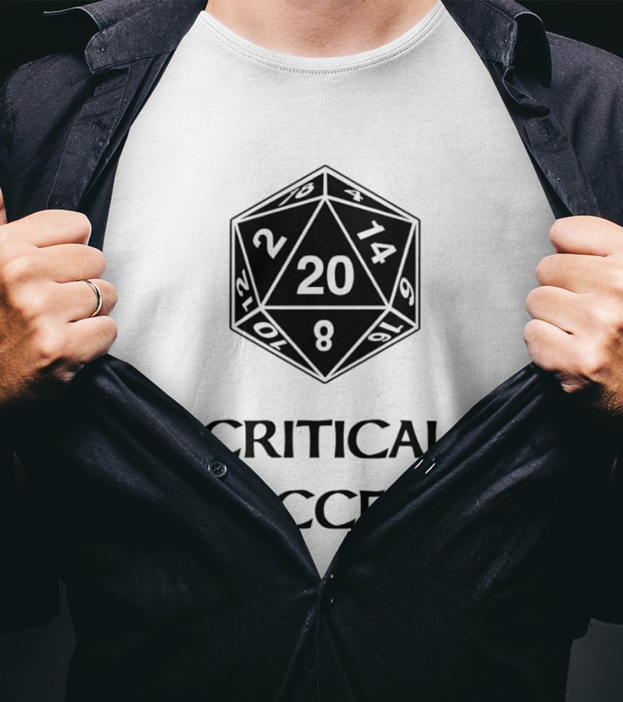 Critical Success Dungeons And Dragons Dice 20 14 2 8 T-Shirt