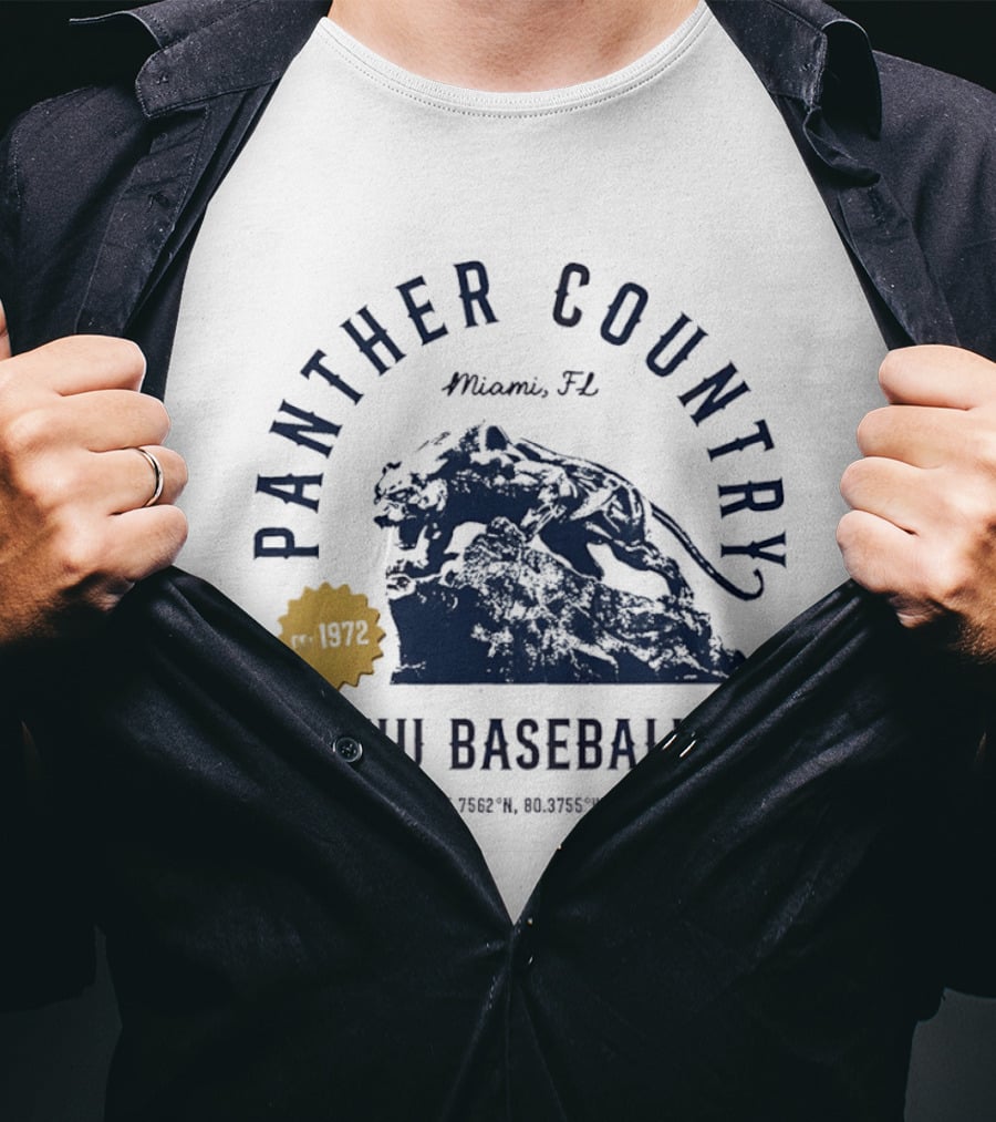Panther Country FIU Baseball Miami FL 1972 Coordinates T-Shirt