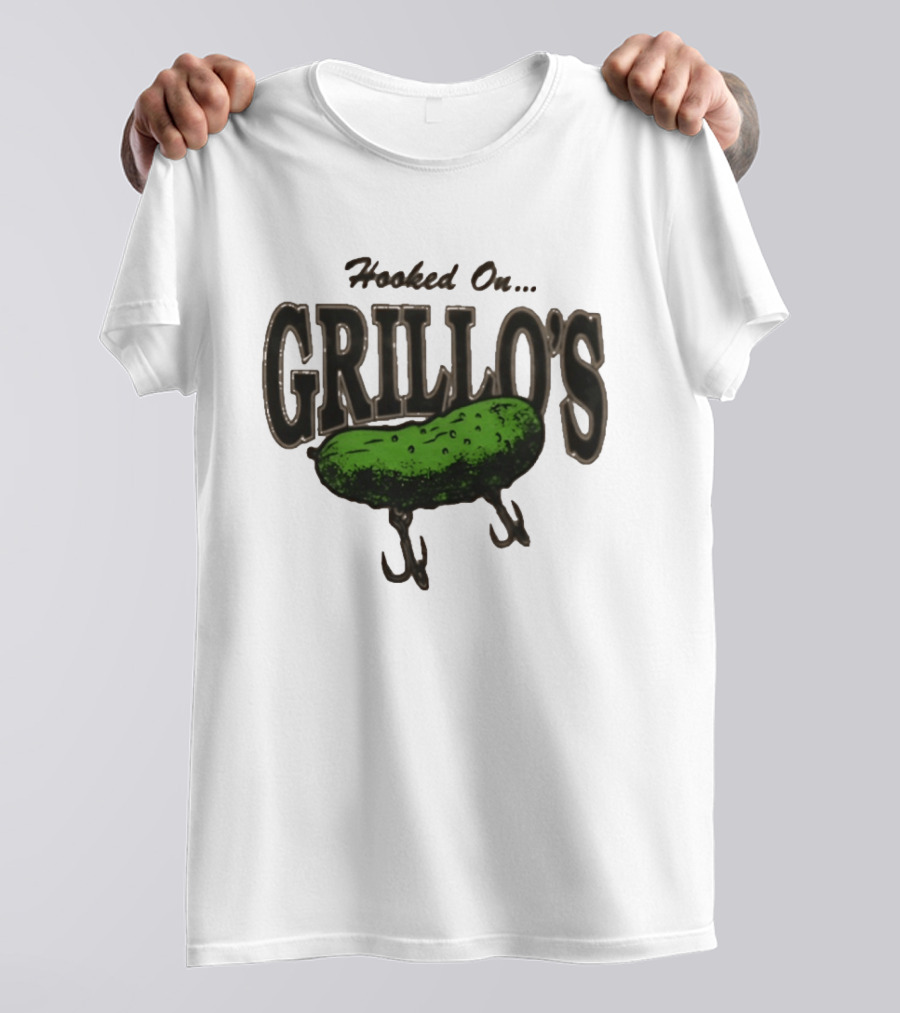 Hooked On Grillo's Pickle Green Fishing Hooks T-Shirt