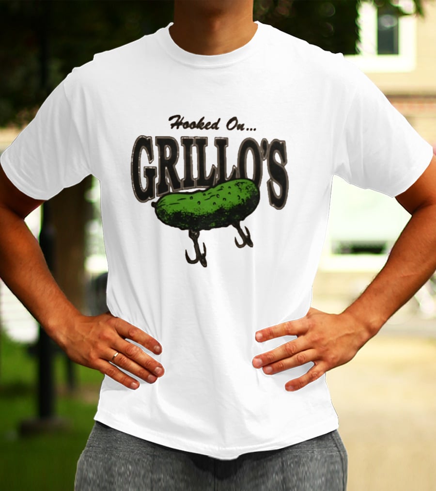 Hooked On Grillo's Pickle Green Fishing Hooks T-Shirt