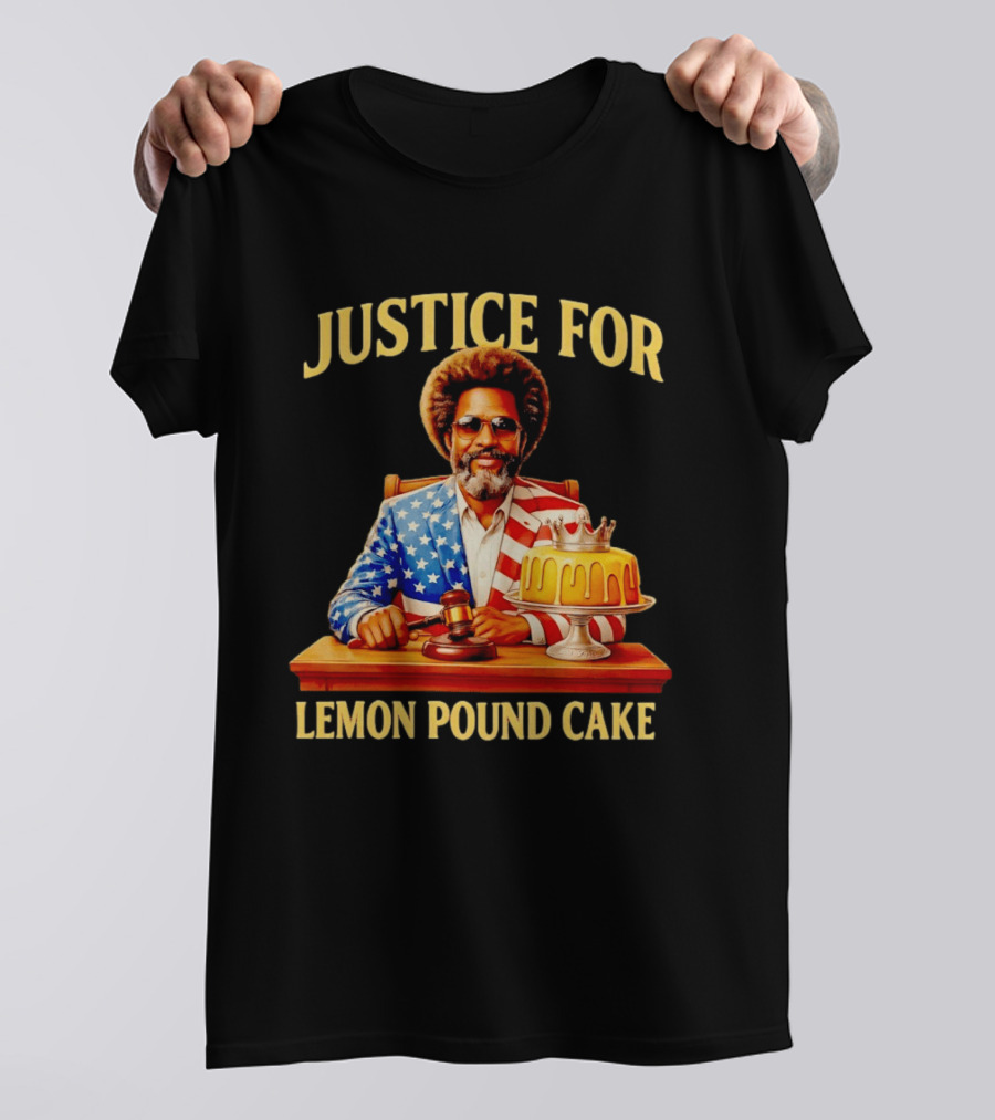 Justice For Lemon Pound Cake Meme Retro Style Judge With Gavel And Patriotic Suit T-Shirt