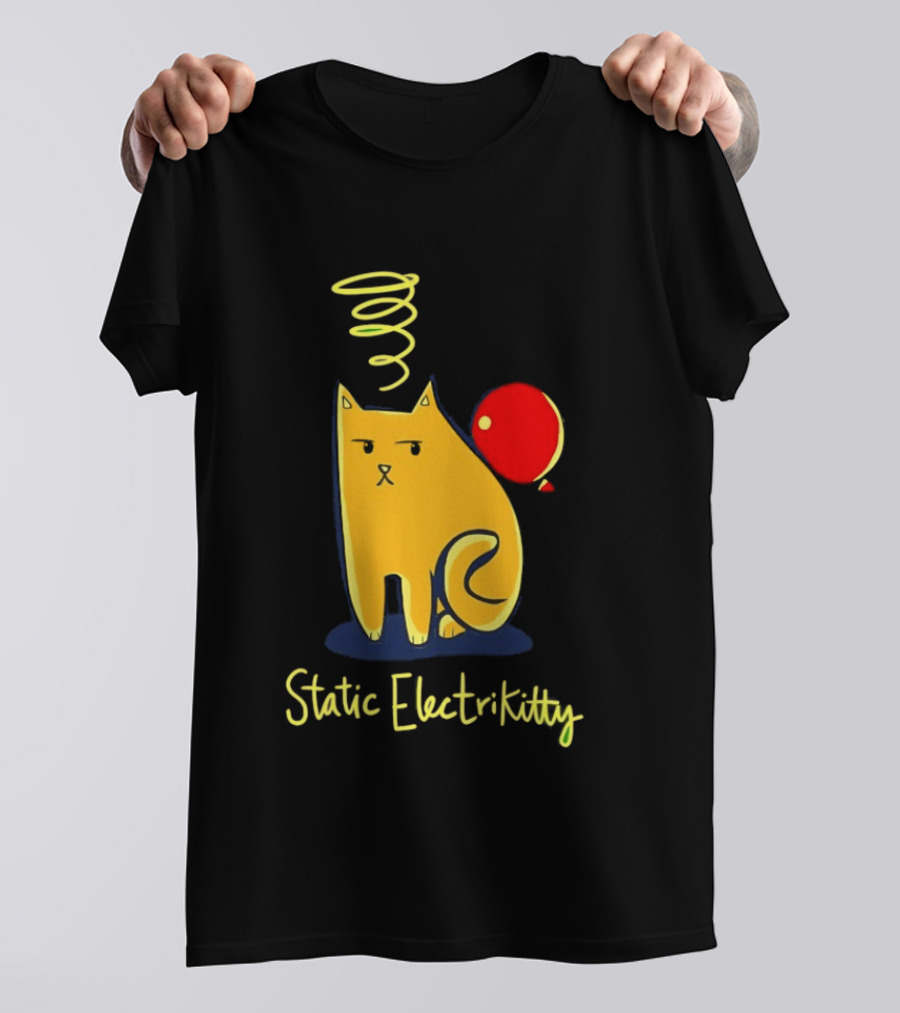 Static Electricity Cat Balloon Fun T-Shirt