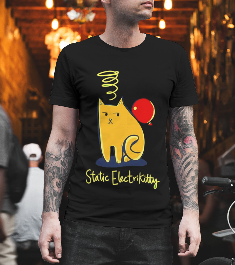 Static Electricity Cat Balloon Fun T-Shirt