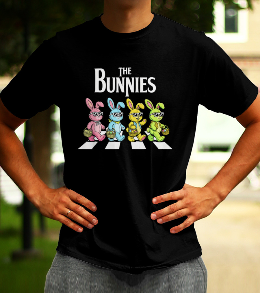 The Bunnies Walking Across Abbey Road In Colorful Sunglasses T-Shirt