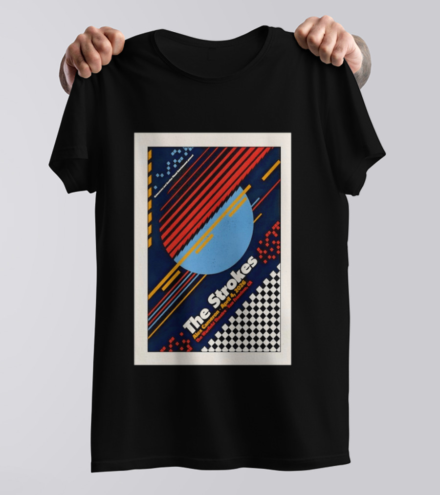 The Strokes Alex Cameron April 4 2026 San Francisco CA Checkerboard Stripes T-Shirt