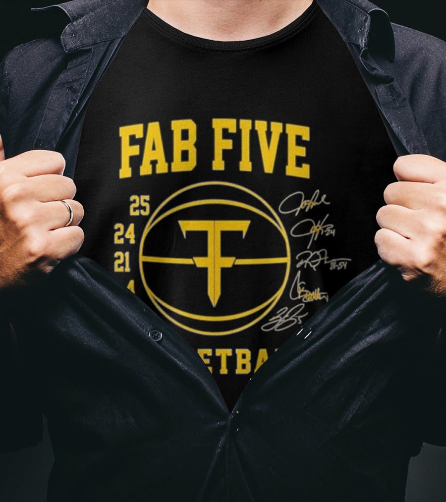 FAB FIVE 25 24 21 4 5 Basketball Signatures T-Shirt