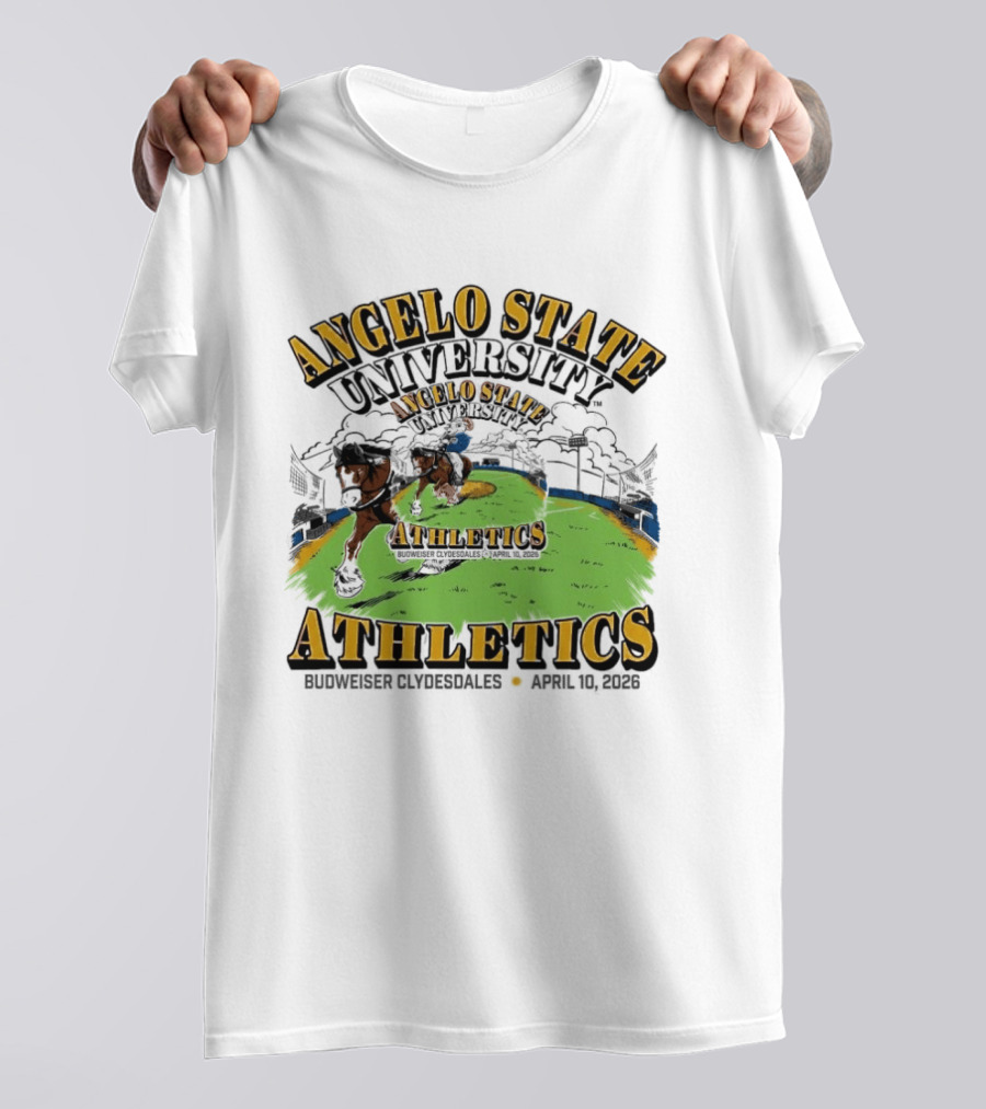 Angelo State University Athletics Budweiser Clydesdales April 10 2026 Event Celebration T-Shirt