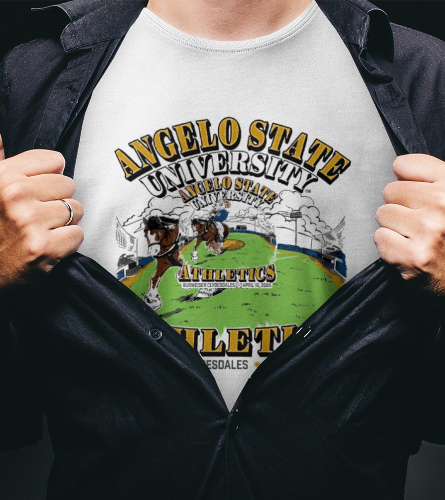 Angelo State University Athletics Budweiser Clydesdales April 10 2026 Event Celebration T-Shirt