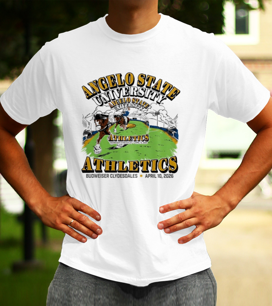 Angelo State University Athletics Budweiser Clydesdales April 10 2026 Event Celebration T-Shirt