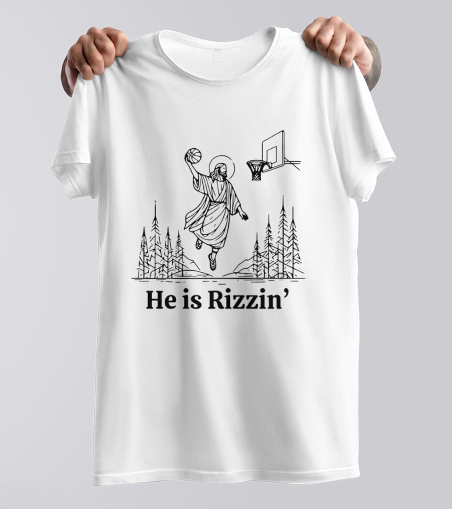 Jessus Slam Dunk He Is Rizzin Christian Easter Basketball T-Shirt