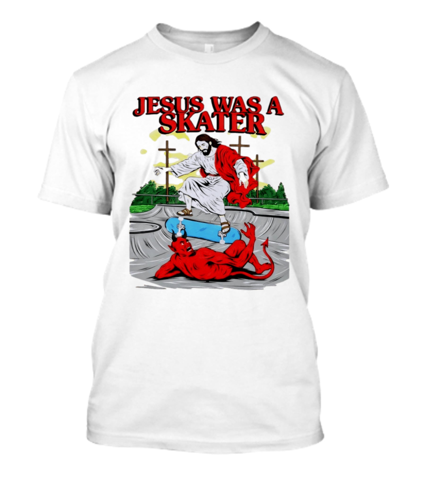 Jesus Was A Skater Vs. Devil Skatepark Showdown T-Shirt