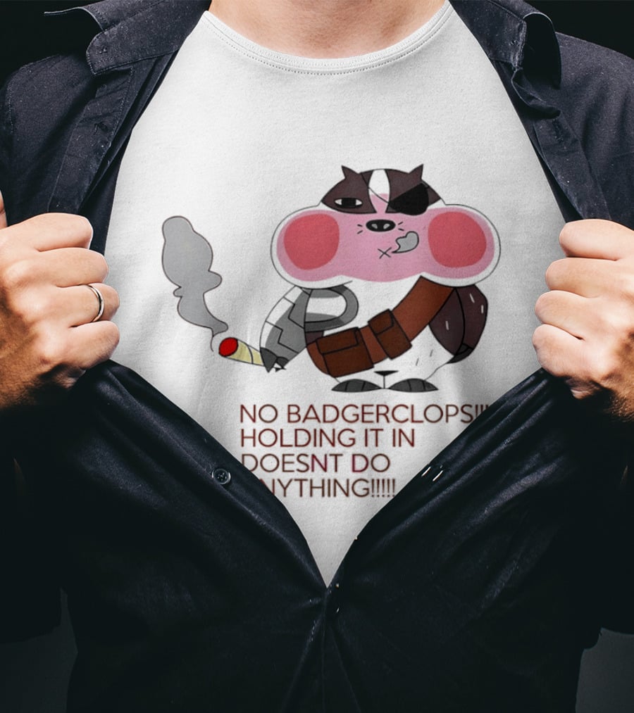 No Badgerclops Holding It In Doesn't Do Anything Smoking Cartoon T-Shirt
