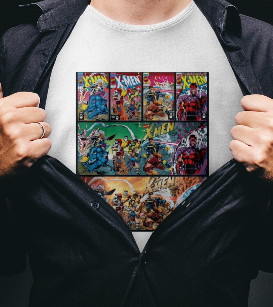 X Men The Animated Series Marvel Comics Classic Covers Wolverine Magneto Cyclops Storm T-Shirt