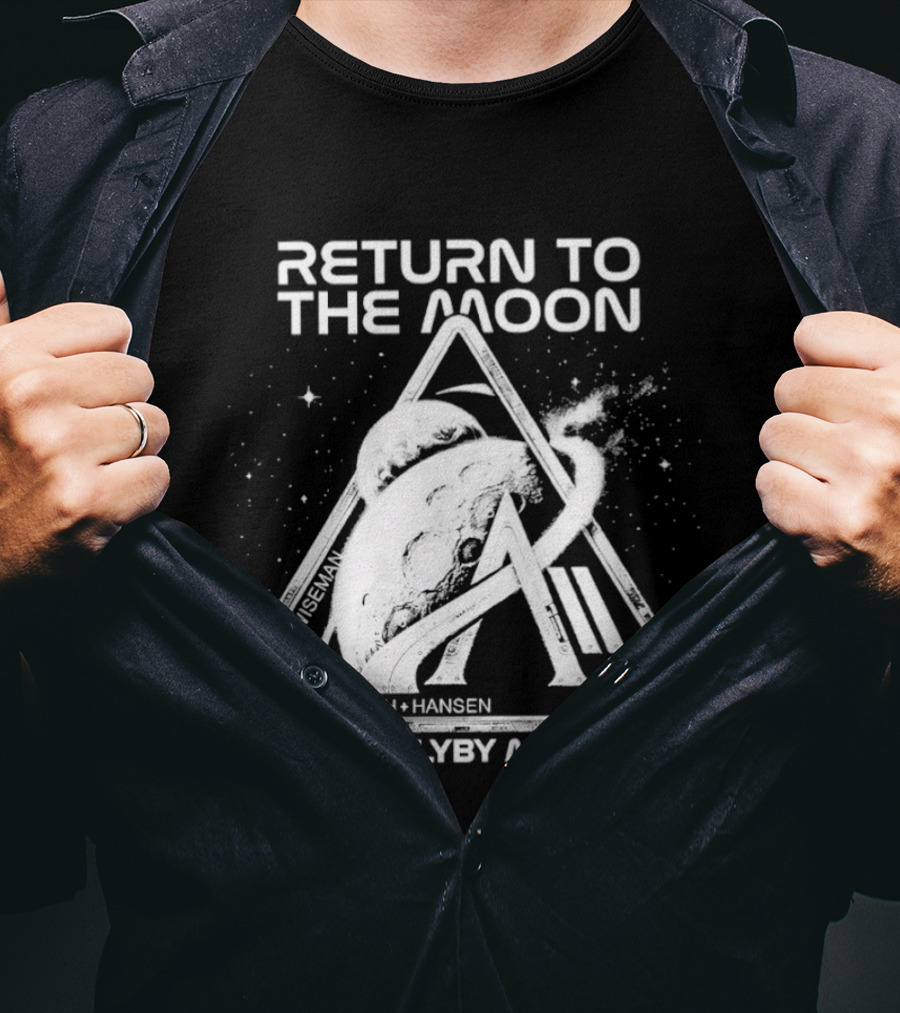 Return To The Moon Artemis 2 Lunar Flyby Mission Mcclain Glover Koch Hansen T-Shirt