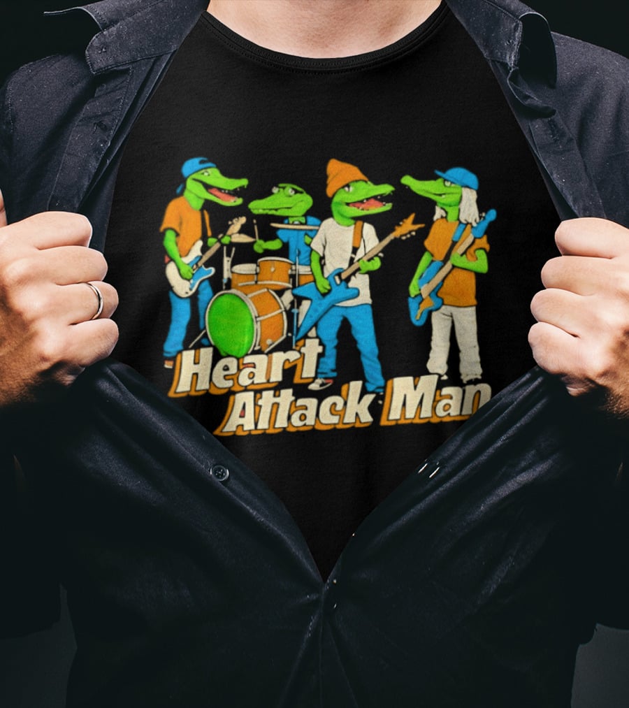 Heart Attack Man Gator Band Playing Music T-Shirt