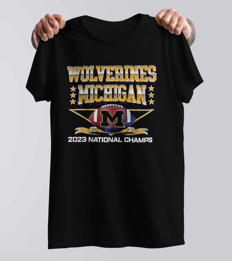 Michigan Wolverines 2023 National Champs Football M T-Shirt
