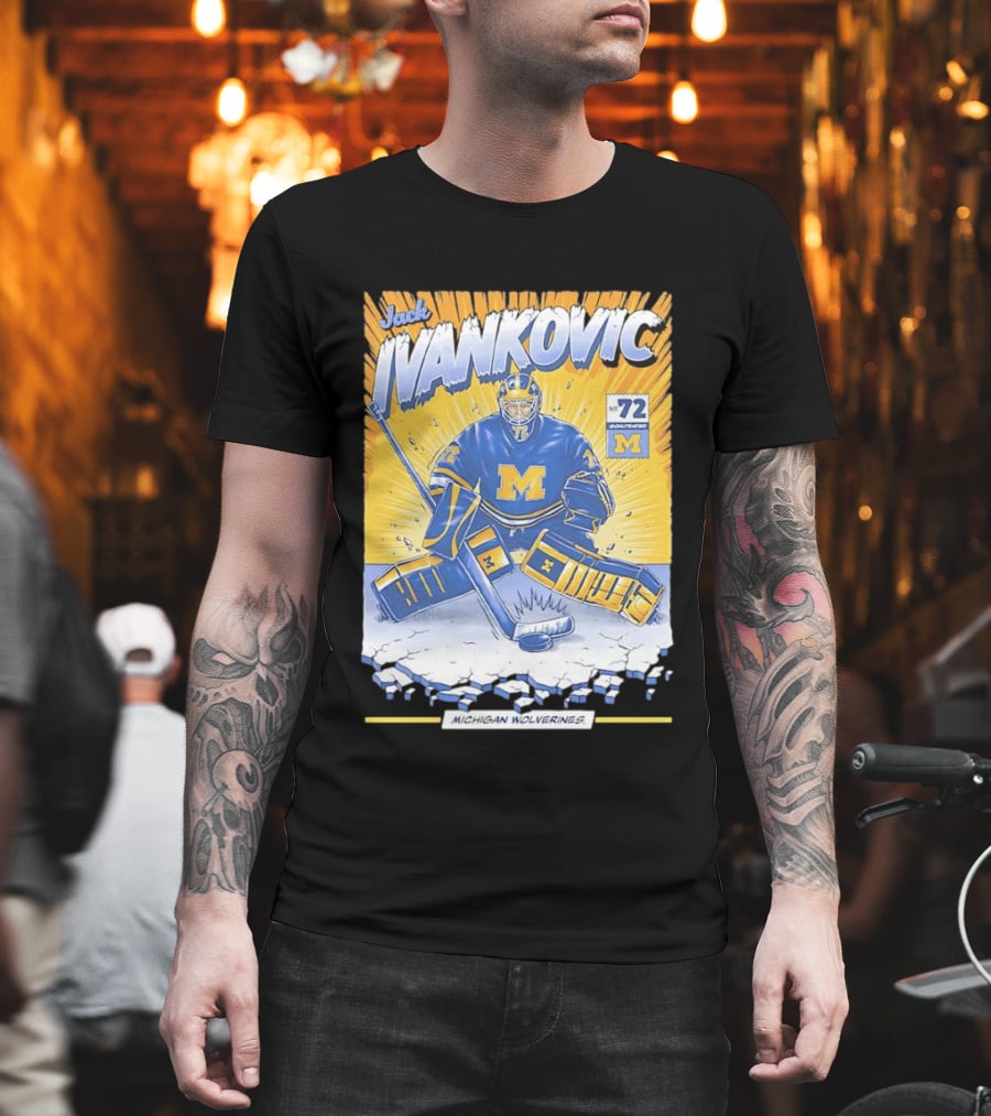 Jack Ivankovic Michigan Wolverines Hockey No 72 Goaltender 2026 T-Shirt