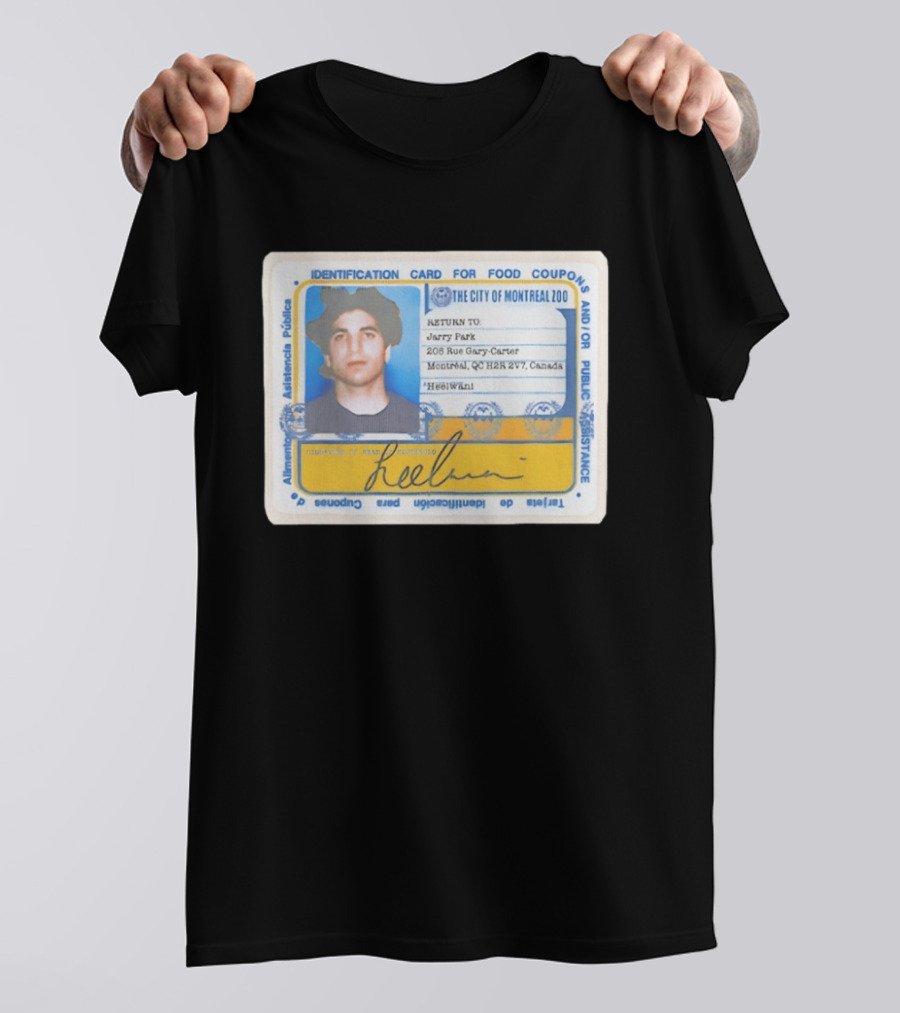 Jarry Park Identification Card The City Of Montreal Zoo Gary Carter Address T-Shirt