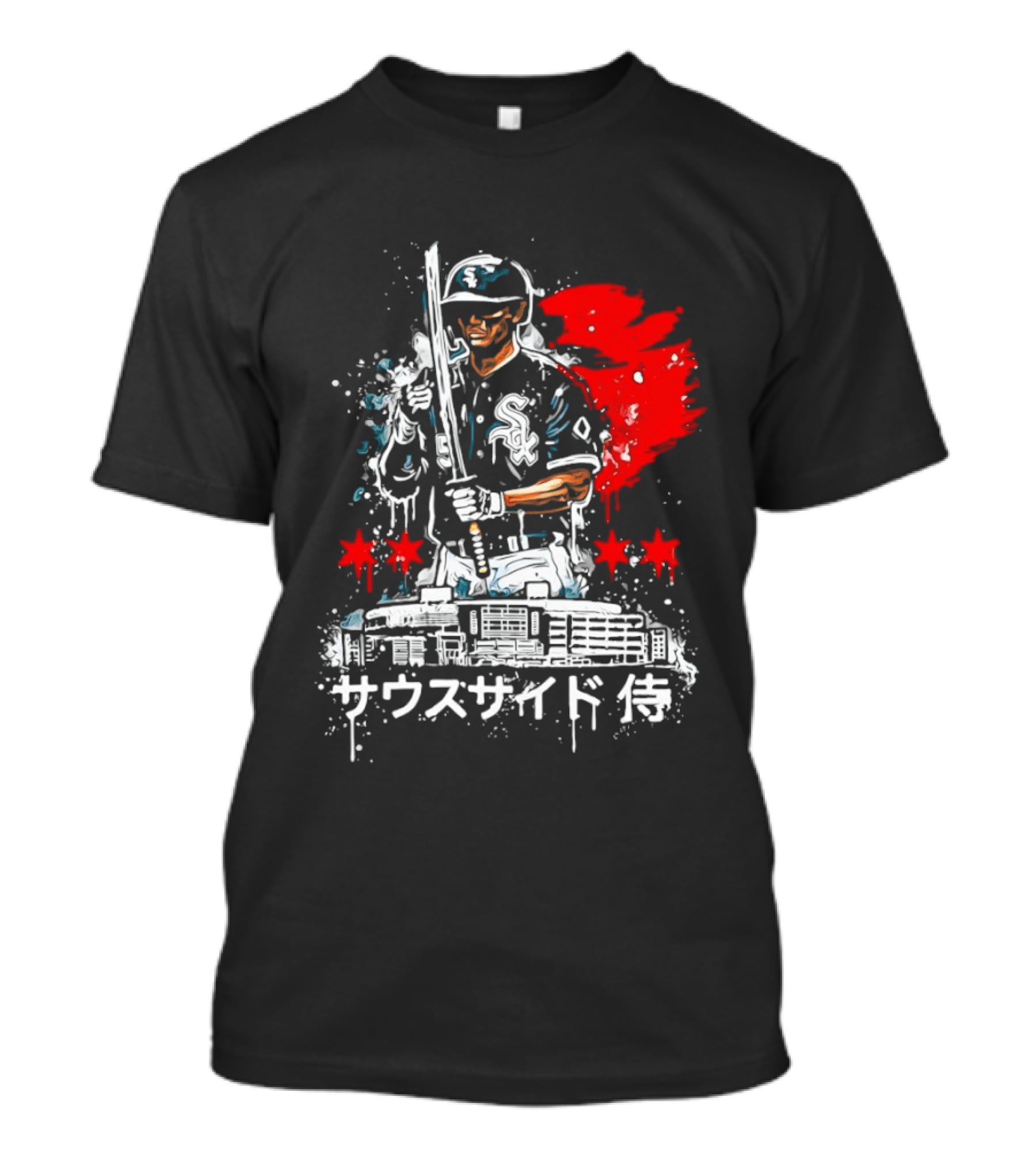 Southside Samurai Chicago White Sox Baseball Japanese Art Stadium Batting Samurai T-Shirt