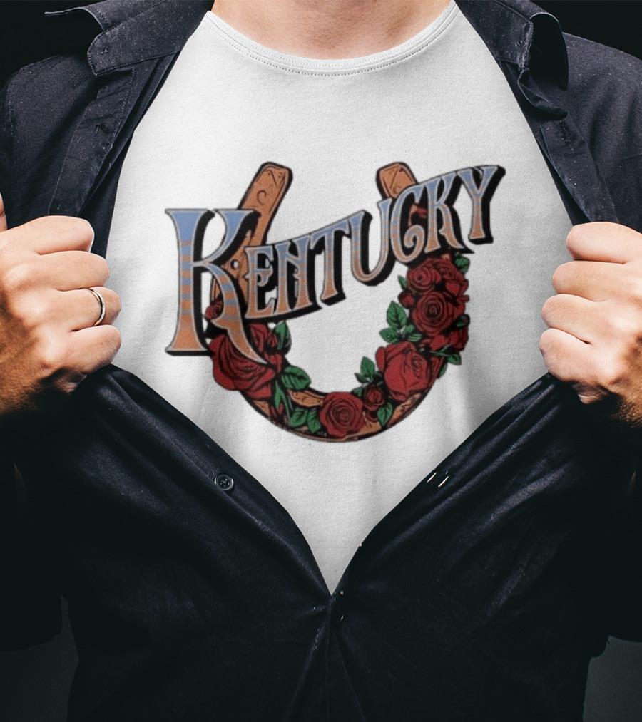 Kentucky Race For The Roses Horseshoe Rose Wreath T-Shirt