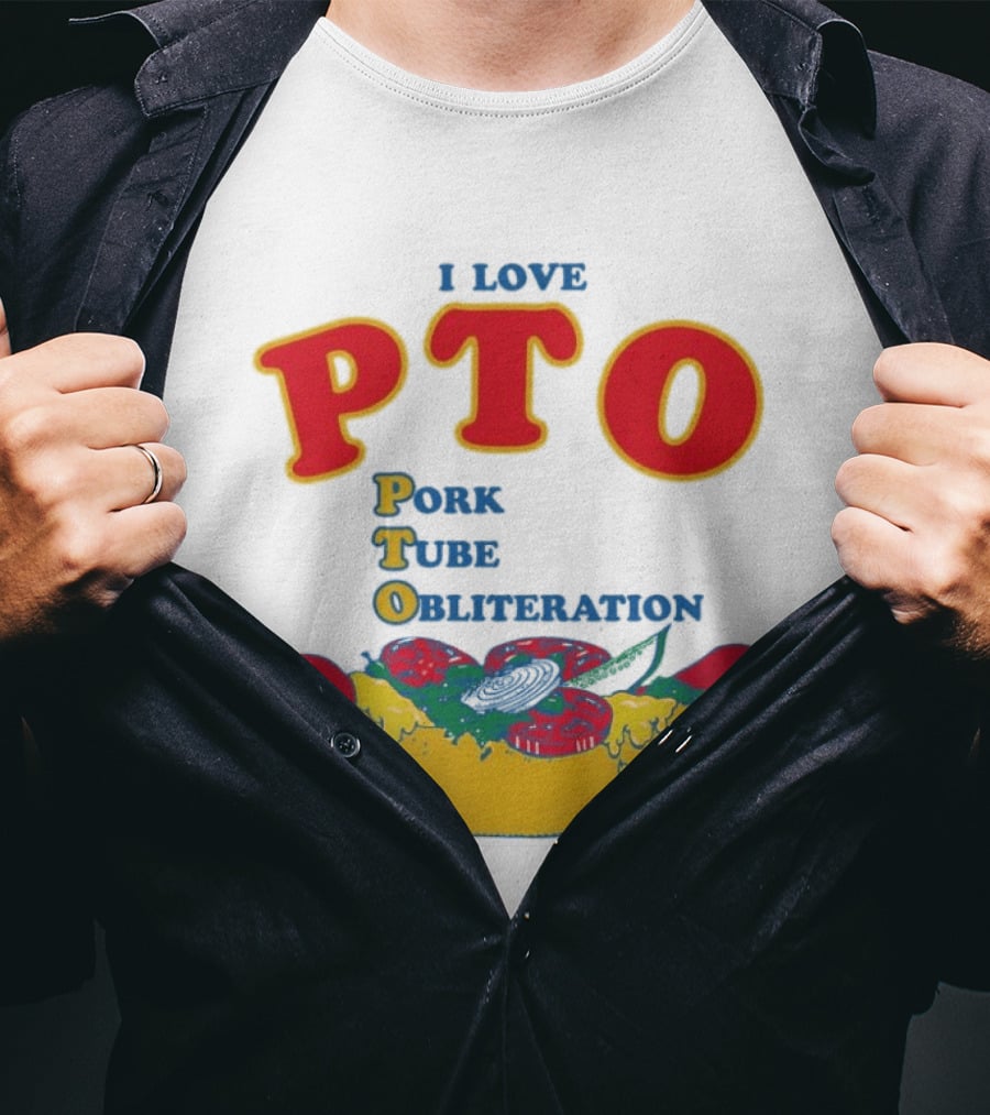 I Love PTO Pork Tube Obliteration Hot Dog Theme Cheese Tomato Lettuce T-Shirt