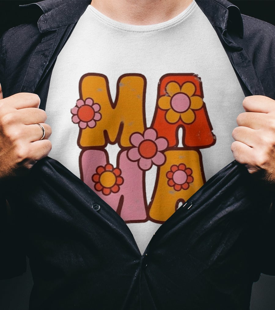 Mama Flower Power Retro Mother's Day Vintage Florals T-Shirt
