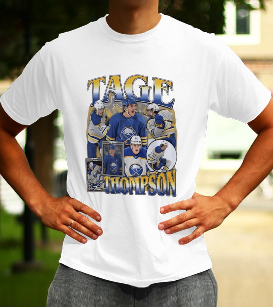 Tage Thompson 72 Buffalo Sabres Ice Hockey Player Action Collage T-Shirt