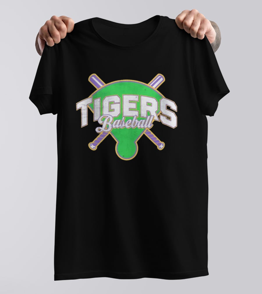Tigers Baseball LSU Field Crossed Bats T-Shirt