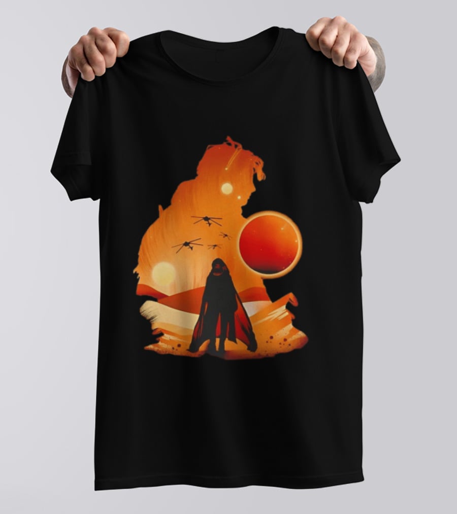 Dune The Final Sand Battle Epic Desert Scene With Hero And Sun T-Shirt