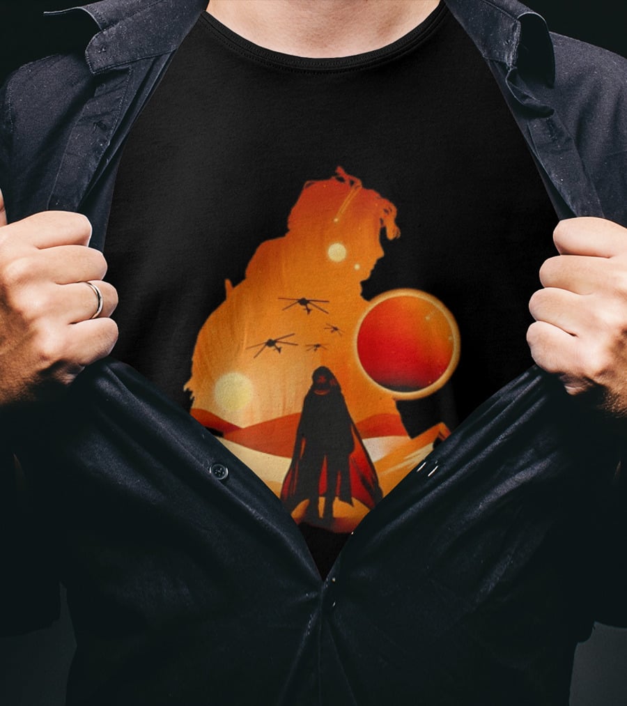 Dune The Final Sand Battle Epic Desert Scene With Hero And Sun T-Shirt