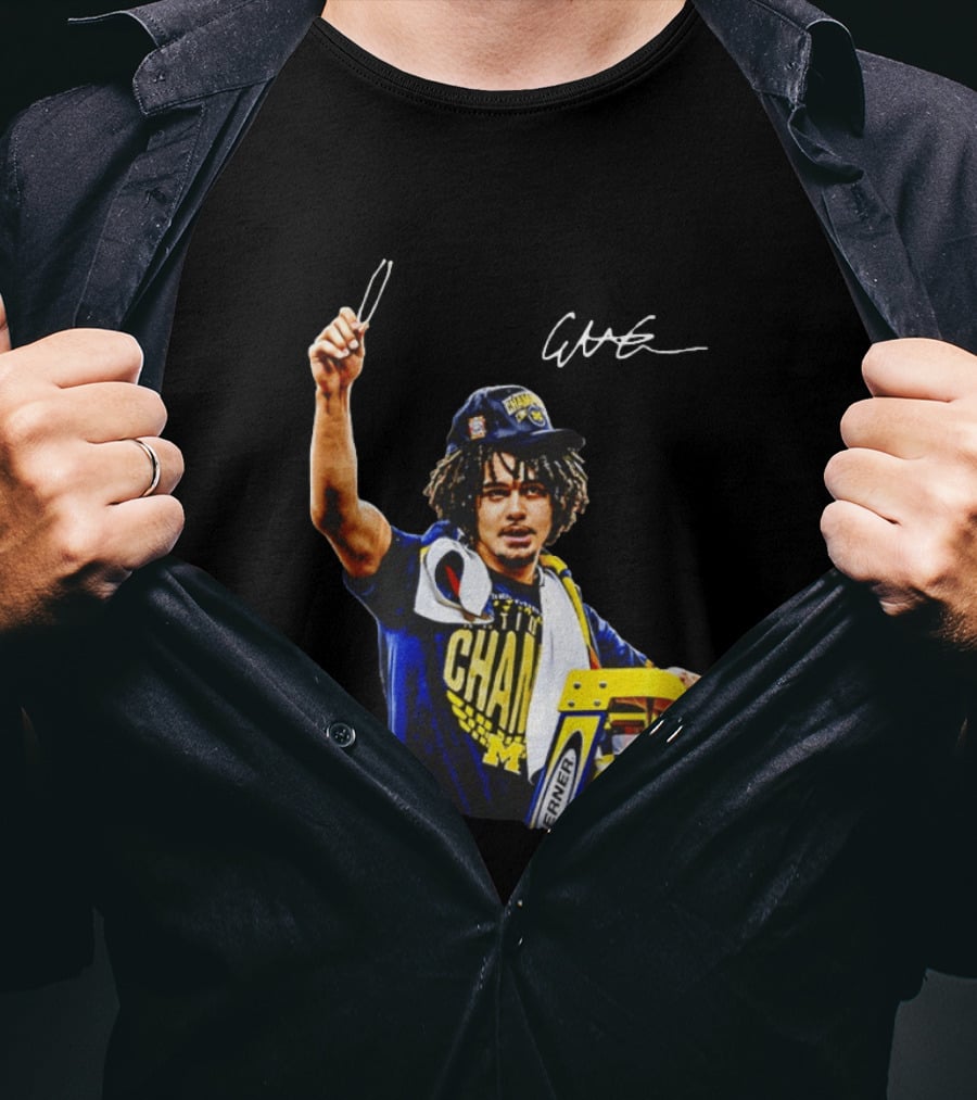 Elliot Cadeau Michigan Wolverines Natty Champ Victory Celebration T-Shirt