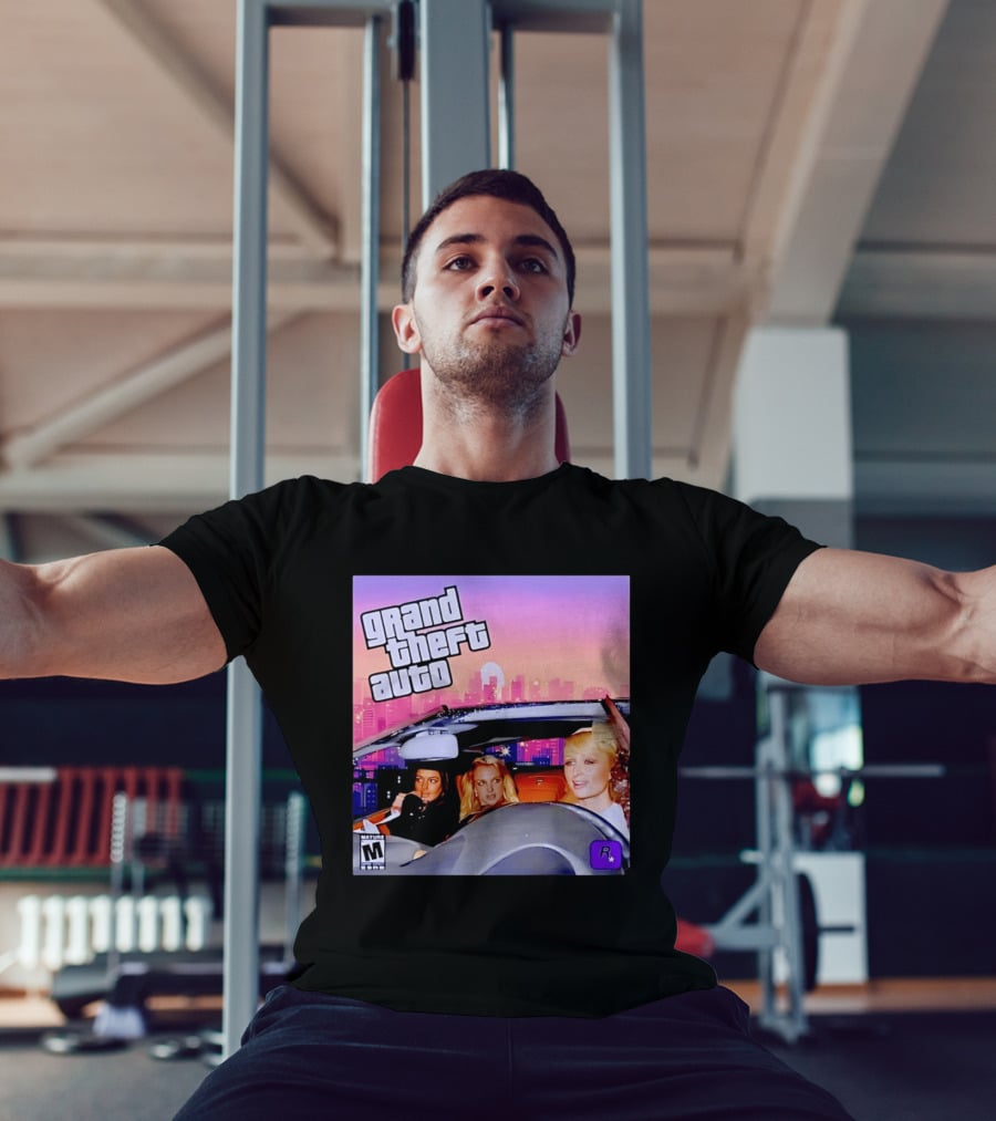 Grand Theft Auto Cover Paris And Britney Driving T-Shirt