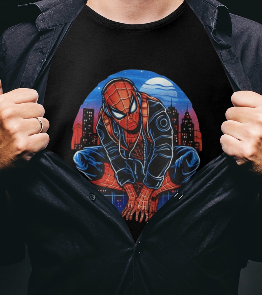 Spider Man Big City Crawler Nighttime Urban Adventure T-Shirt