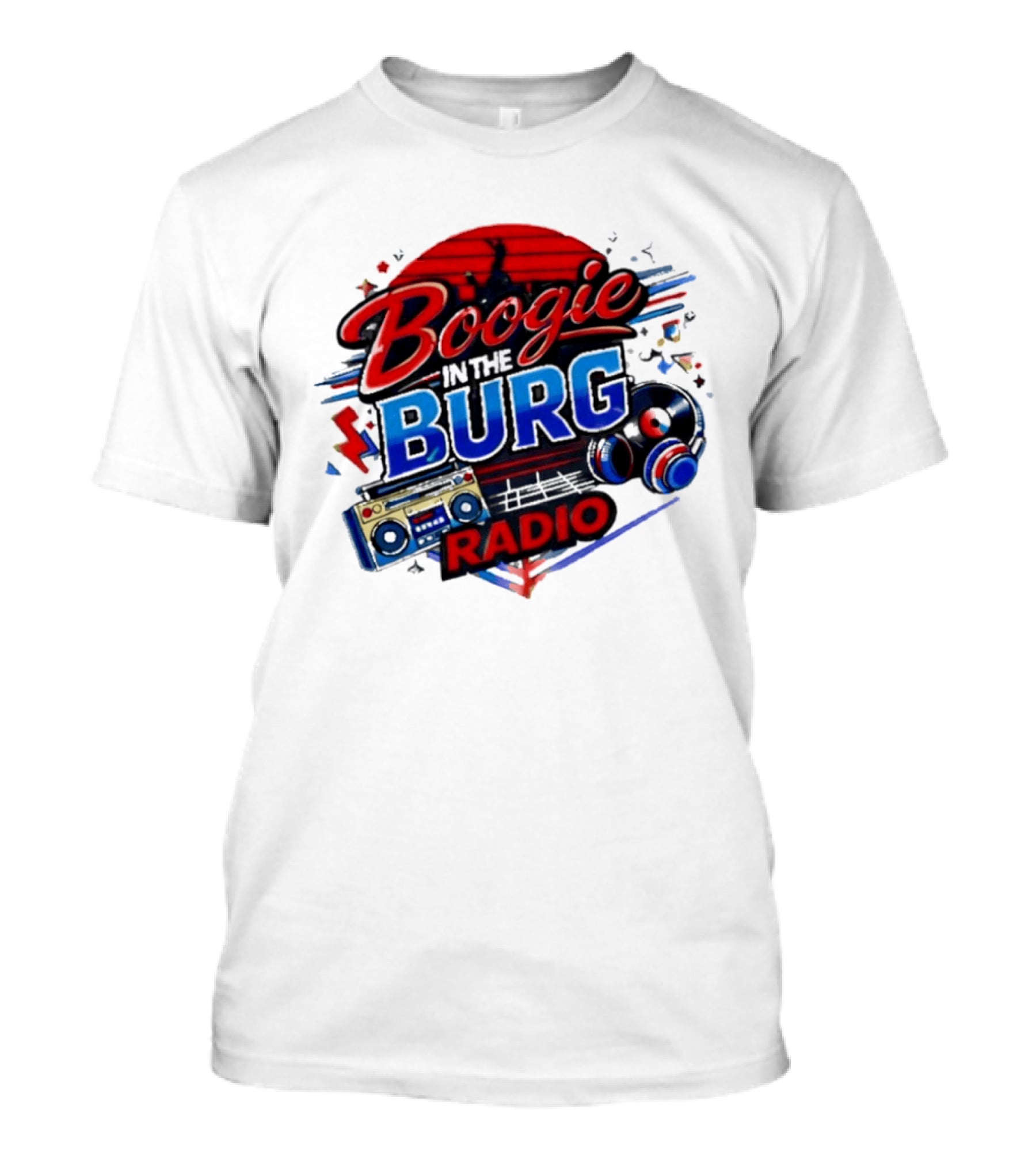 Boogie In The Burg Radio Music Headphones Boombox Dance T-Shirt