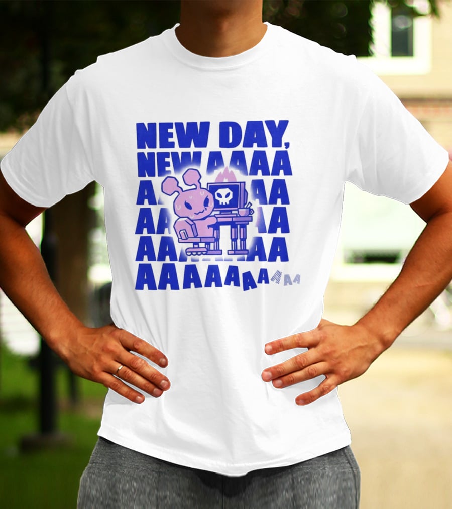 New Day New AAAAA Bunny Computer Screen T-Shirt