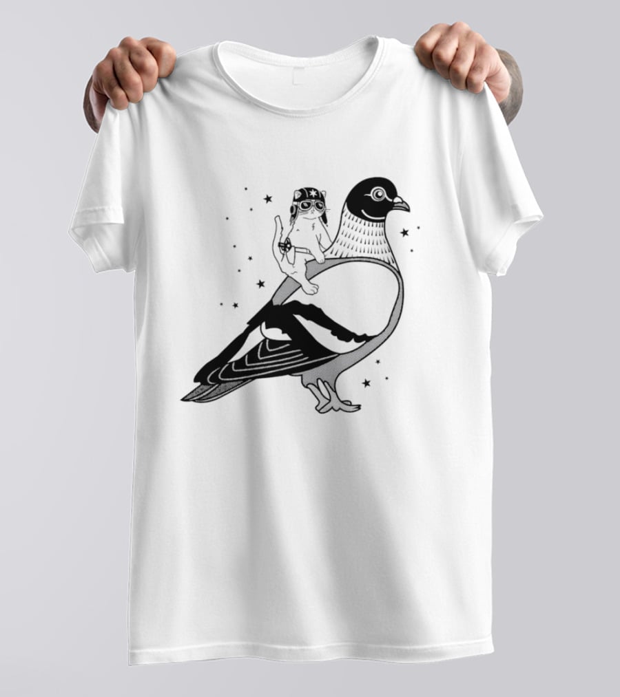 Gary Riding Pigeon With Stars And Cute Animal Rider T-Shirt