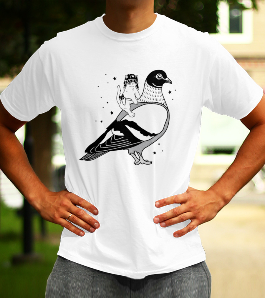 Gary Riding Pigeon With Stars And Cute Animal Rider T-Shirt