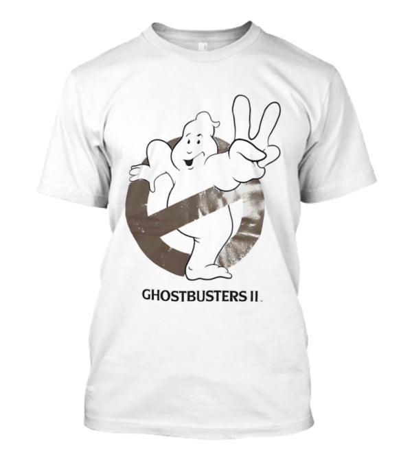 Ghostbusters II Classic Movie Logo With Peace Sign Ghost T-Shirt
