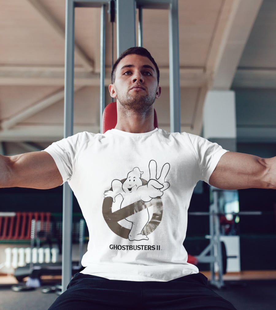 Ghostbusters II Classic Movie Logo With Peace Sign Ghost T-Shirt